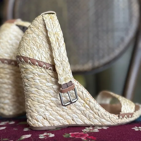 Woven Wedge Sandals ankle strap espadrilles