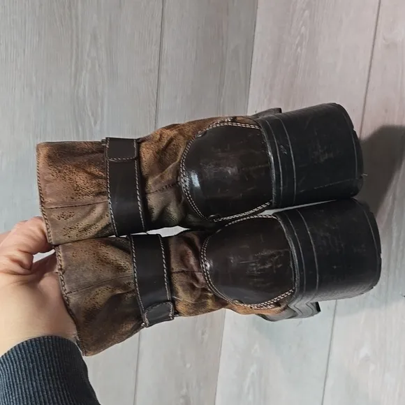 Y2K MUDD Women Wadst Vintage Tractor Platform Chunky Heels Boots shoes sz 7.5