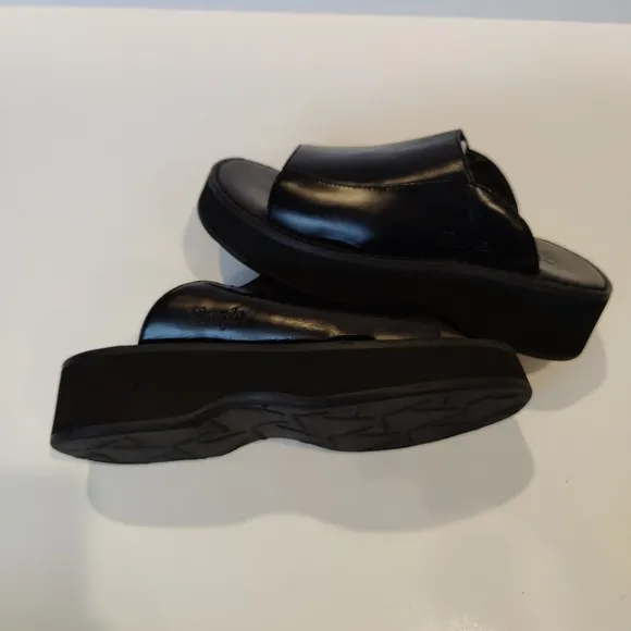 Y2K Simple Black Leather Platform shoes