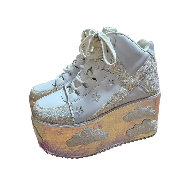 Yru Shoes QOZMO SKY SKY White Slayr Hi Platform Sneaker Clouds Size 9/40/26