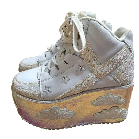 Yru Shoes QOZMO SKY SKY White Slayr Hi Platform Sneaker Clouds Size 9/40/26