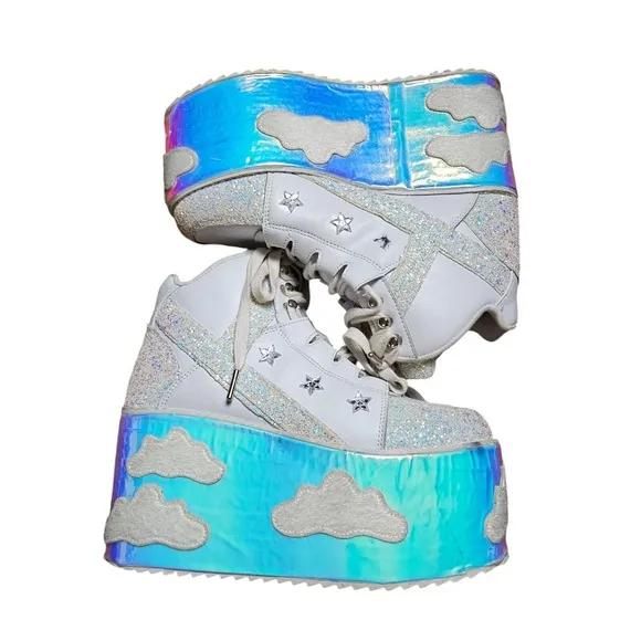 Yru Shoes QOZMO SKY SKY White Slayr Hi Platform Sneaker Clouds Size 9/40/26