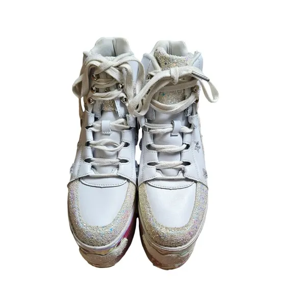 Yru Shoes QOZMO SKY SKY White Slayr Hi Platform Sneaker Clouds Size 9/40/26