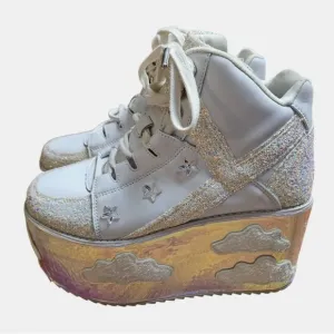 Yru Shoes QOZMO SKY SKY White Slayr Hi Platform Sneaker Clouds Size 9/40/26