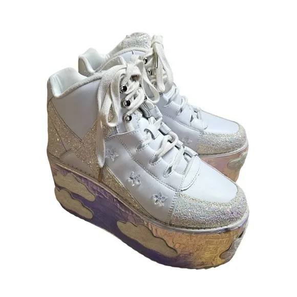 Yru Shoes QOZMO SKY SKY White Slayr Hi Platform Sneaker Clouds Size 9/40/26