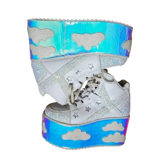 Yru Shoes QOZMO SKY SKY White Slayr Hi Platform Sneaker Clouds Size 9/40/26