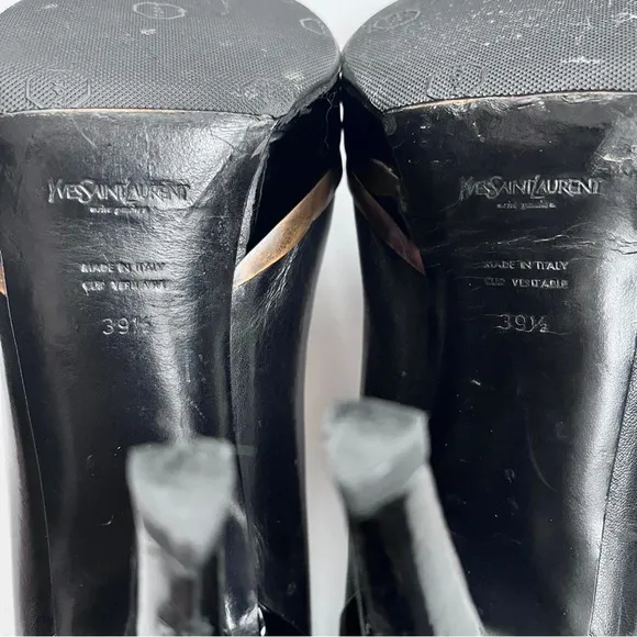 YSL Black Patent Leather Platform Pumps Women’s Heels Size 39.5 US 9.5