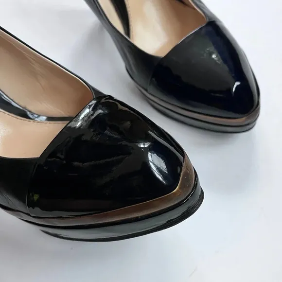 YSL Black Patent Leather Platform Pumps Women’s Heels Size 39.5 US 9.5