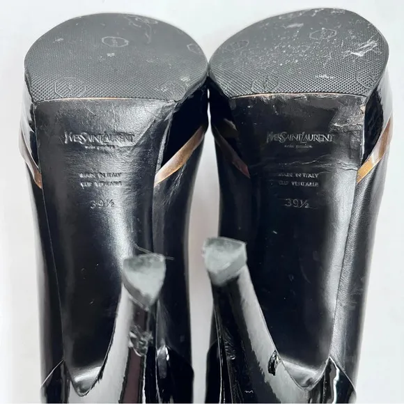 YSL Black Patent Leather Platform Pumps Women’s Heels Size 39.5 US 9.5
