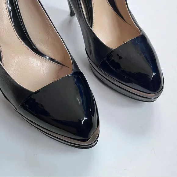 YSL Black Patent Leather Platform Pumps Women’s Heels Size 39.5 US 9.5