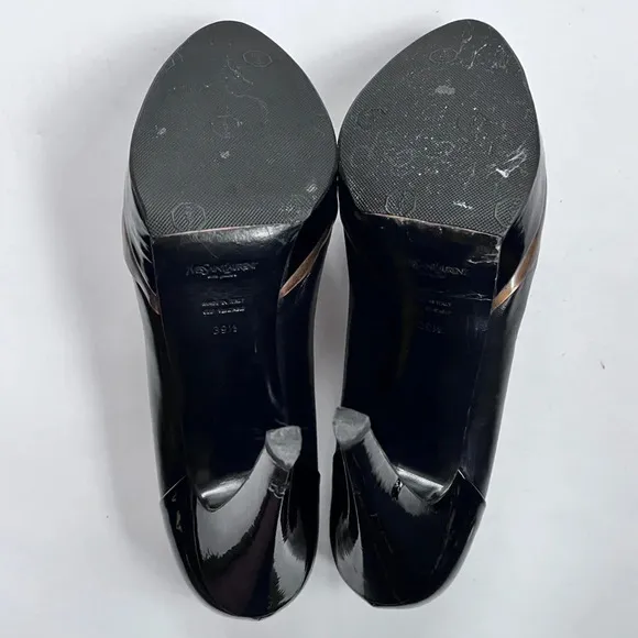 YSL Black Patent Leather Platform Pumps Women’s Heels Size 39.5 US 9.5