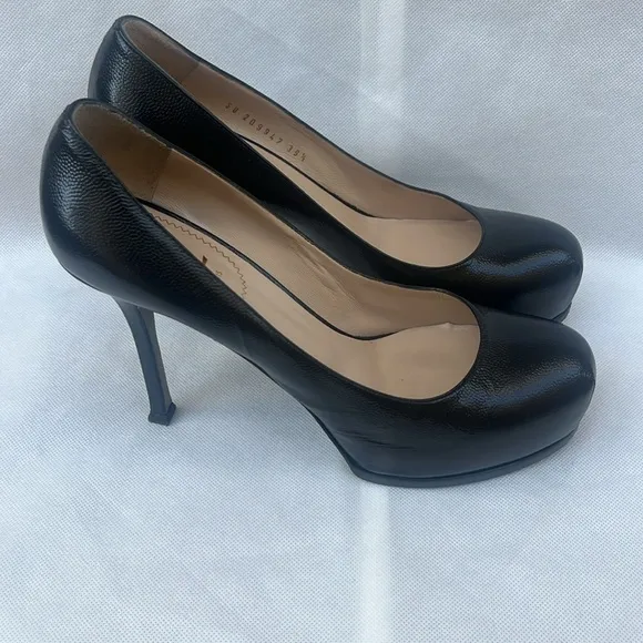 YSL Black Tribute High Heel Shoes
