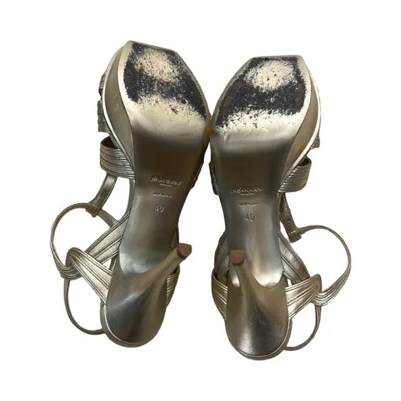 YSL gold leather Tribute 75 sandals size 40