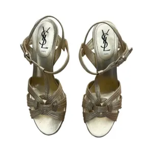 YSL gold leather Tribute 75 sandals size 40
