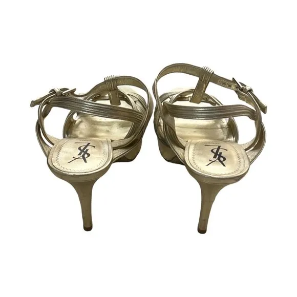YSL gold leather Tribute 75 sandals size 40