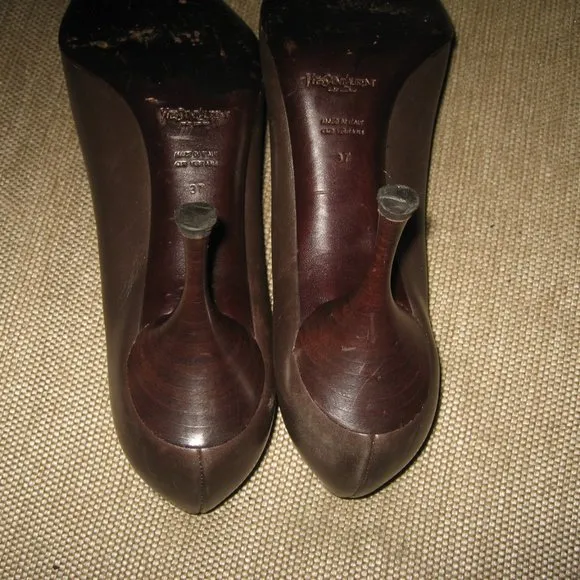 ❤️YSL YVES SAINT LAURENT Rive Gauche Tassel Leather Stiletto Pumps Shoes 37 7
