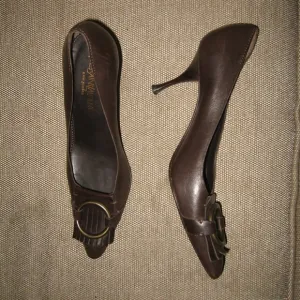 ❤️YSL YVES SAINT LAURENT Rive Gauche Tassel Leather Stiletto Pumps Shoes 37 7