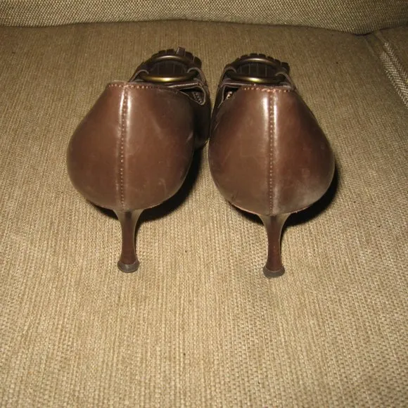 ❤️YSL YVES SAINT LAURENT Rive Gauche Tassel Leather Stiletto Pumps Shoes 37 7