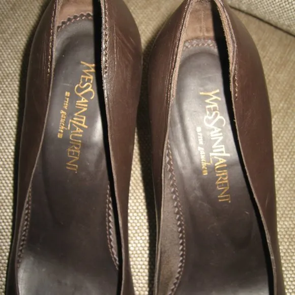 ❤️YSL YVES SAINT LAURENT Rive Gauche Tassel Leather Stiletto Pumps Shoes 37 7