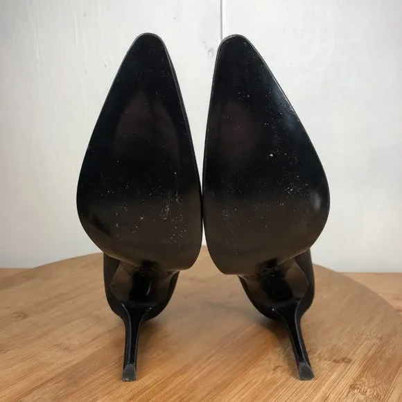 Yves Saint Laurent YSL Heels Womens 8.5 M Black Pointed Toe Shoes Retro Career