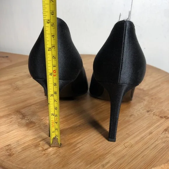 Yves Saint Laurent YSL Heels Womens 8.5 M Black Pointed Toe Shoes Retro Career