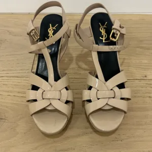 Yves Saint Laurent YSL Tribute Platform Women's Beige Sandals