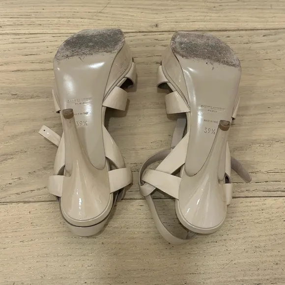Yves Saint Laurent YSL Tribute Platform Women's Beige Sandals
