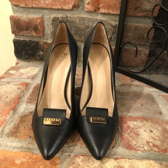Zac Posen Black Leather Pumps Size 40.5 US 9.5-10 New READ