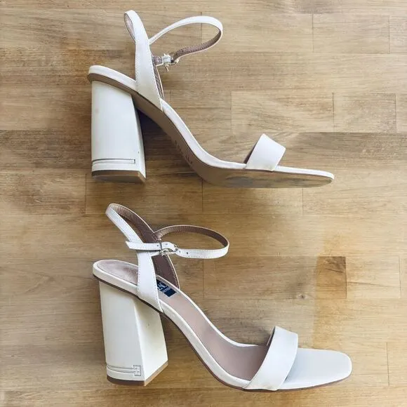 ZAC ZAC POSEN Womens Cream Vitex Open Toe Block Heel Buckle Strap Sandals 9 M