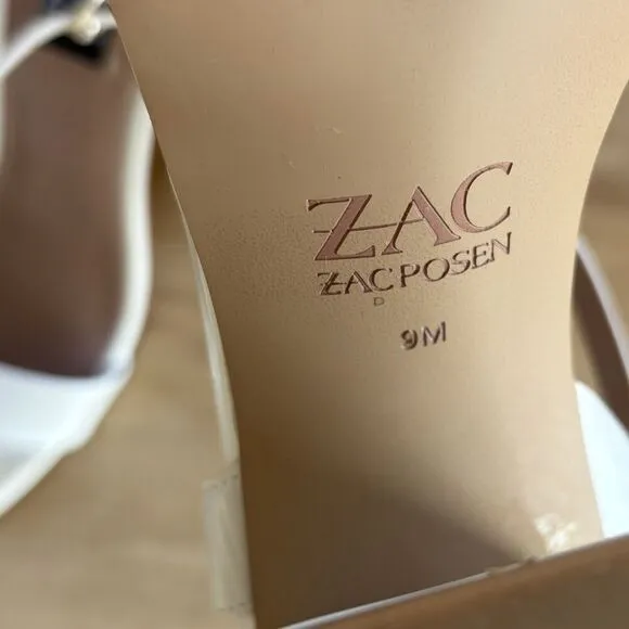 ZAC ZAC POSEN Womens Cream Vitex Open Toe Block Heel Buckle Strap Sandals 9 M