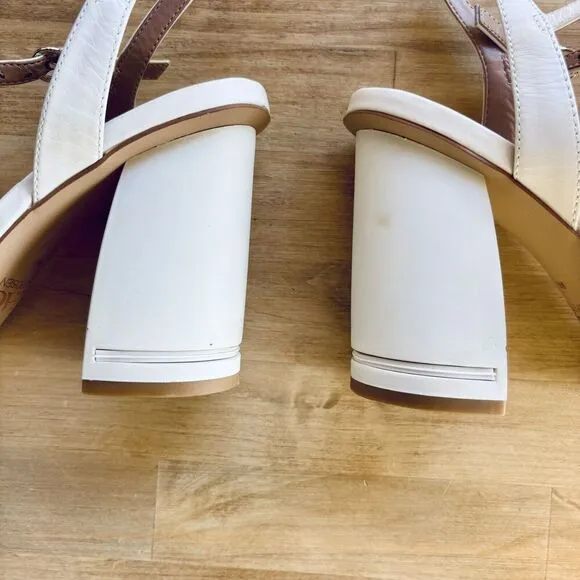 ZAC ZAC POSEN Womens Cream Vitex Open Toe Block Heel Buckle Strap Sandals 9 M