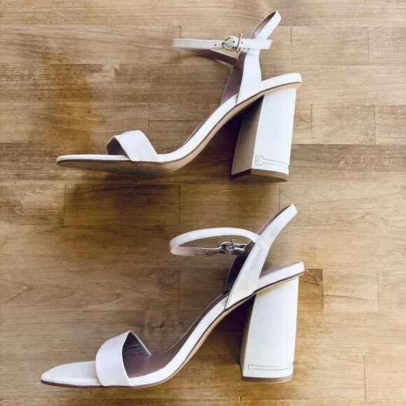 ZAC ZAC POSEN Womens Cream Vitex Open Toe Block Heel Buckle Strap Sandals 9 M