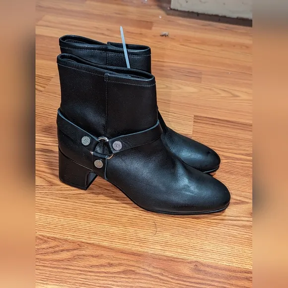ZADIG &amp; VOLTAIRE Leather Block Heel Ankle Boots