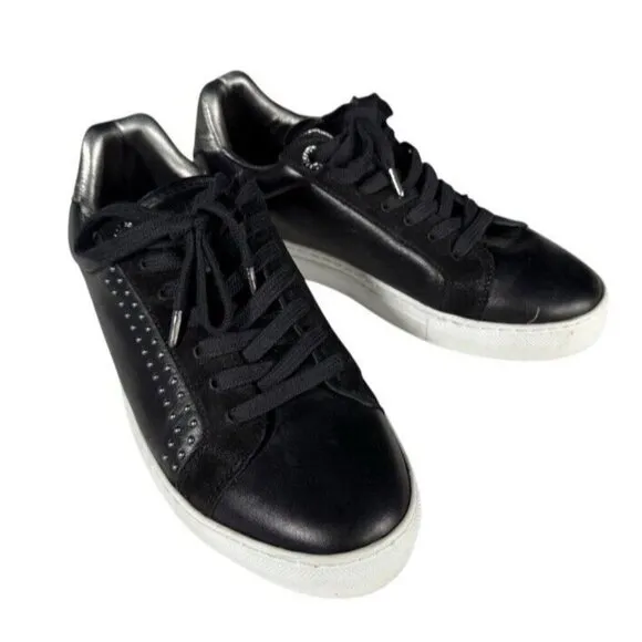 Zadig &amp; Voltaire Women's Sz 37 (6.5) ZV1747 Black Leather Studded Sneakers