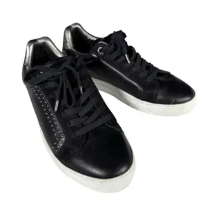 Zadig &amp; Voltaire Women's Sz 37 (6.5) ZV1747 Black Leather Studded Sneakers