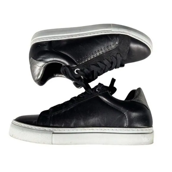 Zadig &amp; Voltaire Women's Sz 37 (6.5) ZV1747 Black Leather Studded Sneakers
