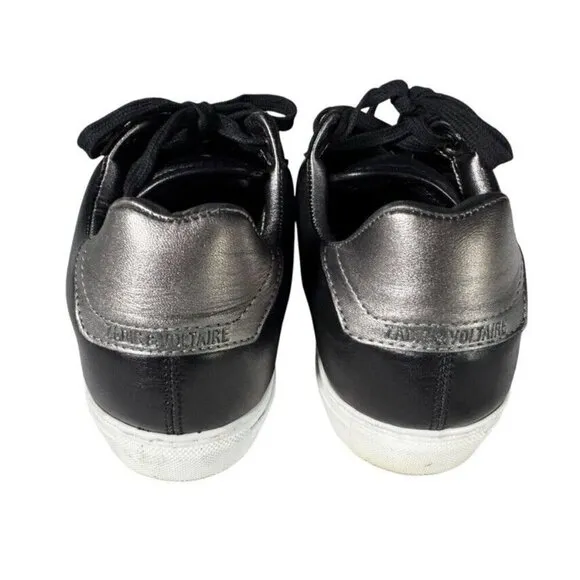 Zadig &amp; Voltaire Women's Sz 37 (6.5) ZV1747 Black Leather Studded Sneakers