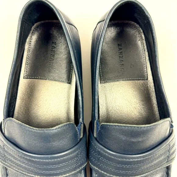 Zanzara Men's Van Eyck Blue Soft Leather‎ Loafers Shoes Size 11
