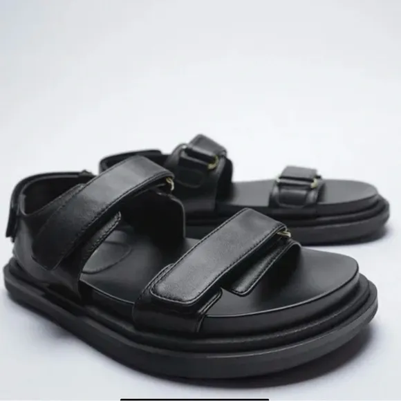 Zara Adhesive Strap Low Heel Sandals Size Large Size 40