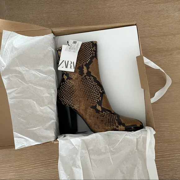 ZARA ANIMAL PRINT LEATHER BOOTS