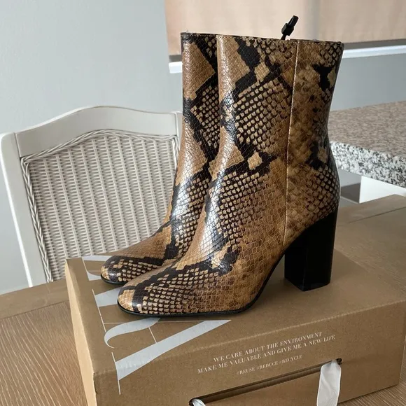 ZARA ANIMAL PRINT LEATHER BOOTS