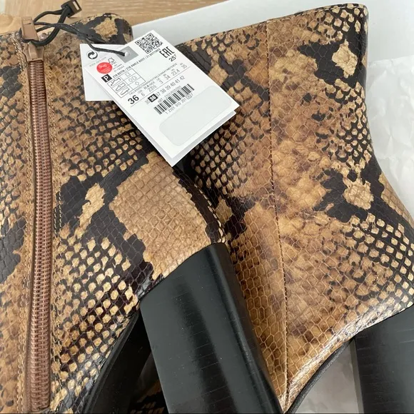 ZARA ANIMAL PRINT LEATHER BOOTS