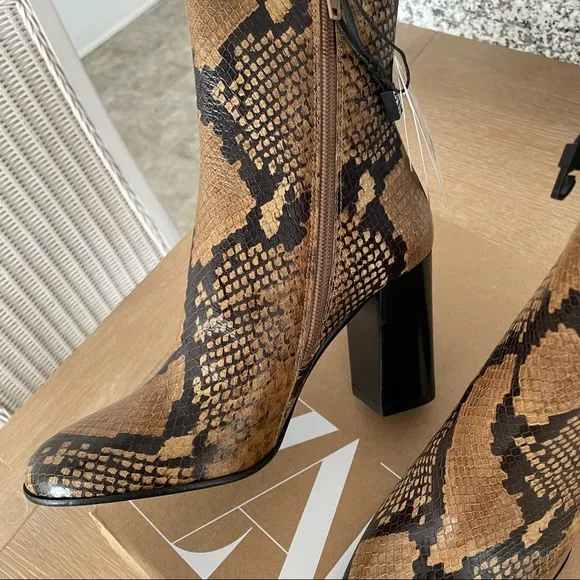 ZARA ANIMAL PRINT LEATHER BOOTS