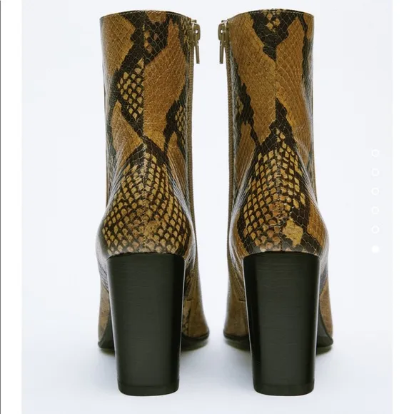ZARA ANIMAL PRINT LEATHER BOOTS