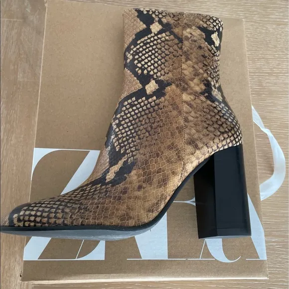 ZARA ANIMAL PRINT LEATHER BOOTS