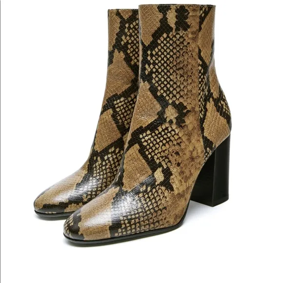 ZARA ANIMAL PRINT LEATHER BOOTS
