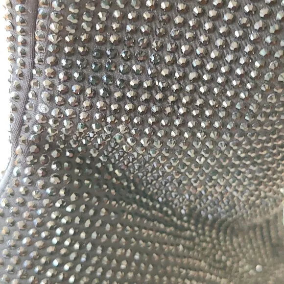 ZARA BLACK GLAM RHINESTONE HEELED ANKLE BOOTS SIZE 6 1/2