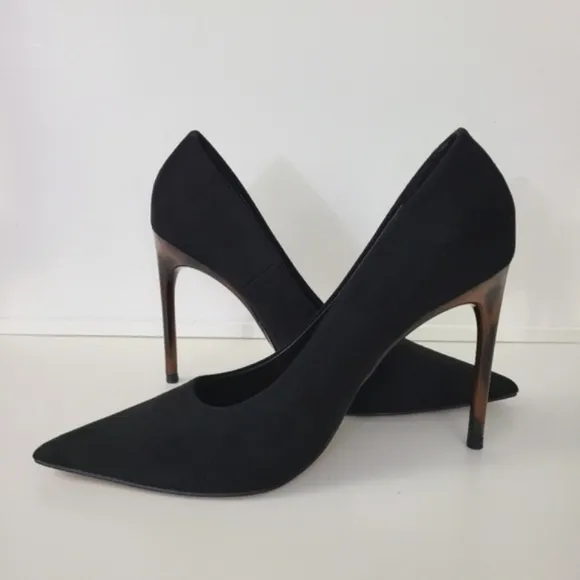 Zara black suede tortoiseshell high heel pumps