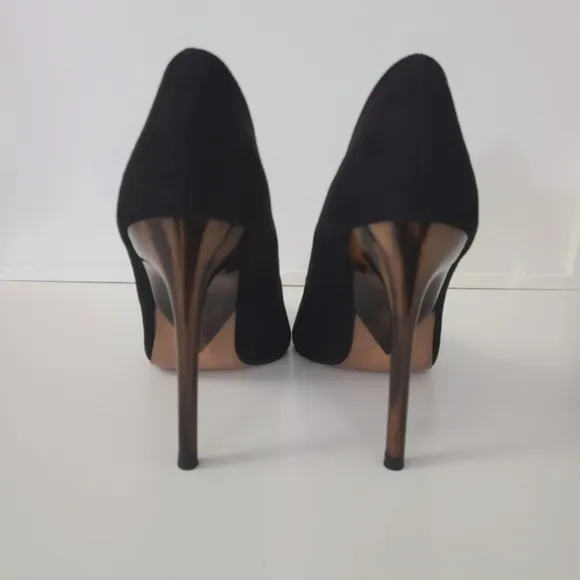 Zara black suede tortoiseshell high heel pumps