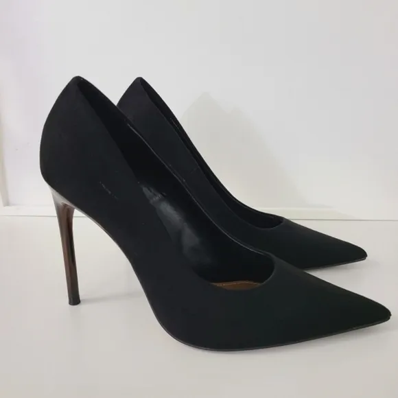 Zara black suede tortoiseshell high heel pumps
